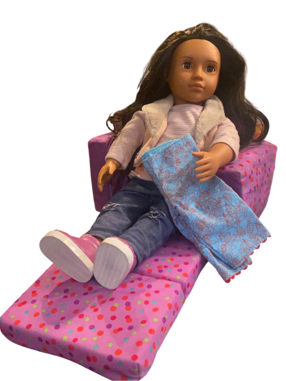 Our Generation Latina Doll Fully Clothed With Fold Out Couch Extra Pair Pants